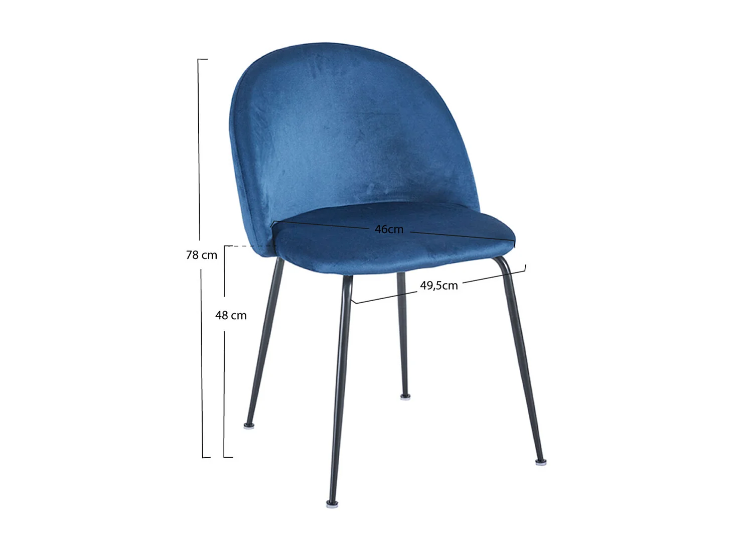 Packs Sillas Comedor - Pack 4 Sillas Black Dalnia Terciopelo - Azul