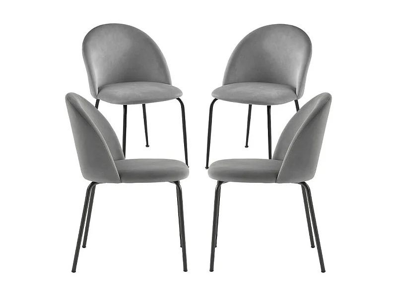 Packs Sillas Comedor - Pack 4 Sillas Black Dalnia Terciopelo - Gris claro