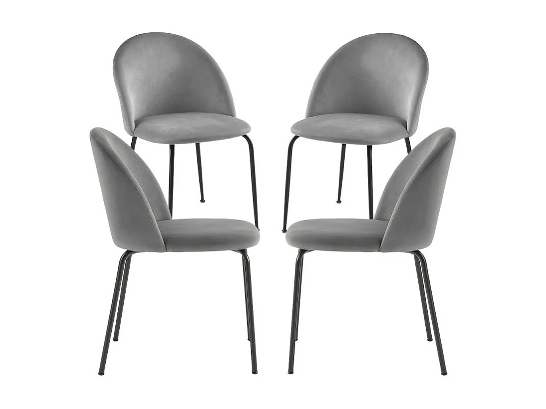 Packs Sillas Comedor - Pack 4 Sillas Black Dalnia Terciopelo - Gris claro