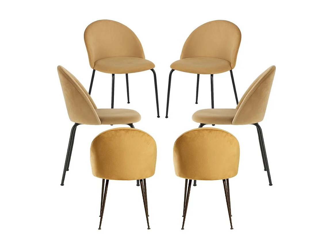 Packs Sillas Comedor - Pack 6 Sillas Black Dalnia Terciopelo - Marrón Claro