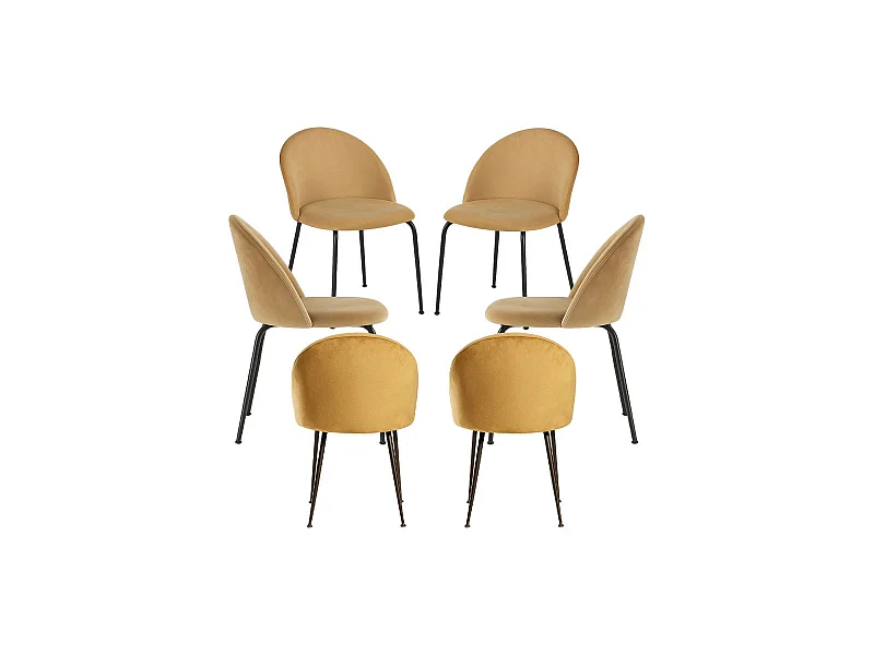 Packs Sillas Comedor - Pack 6 Sillas Black Dalnia Terciopelo - Marrón Claro