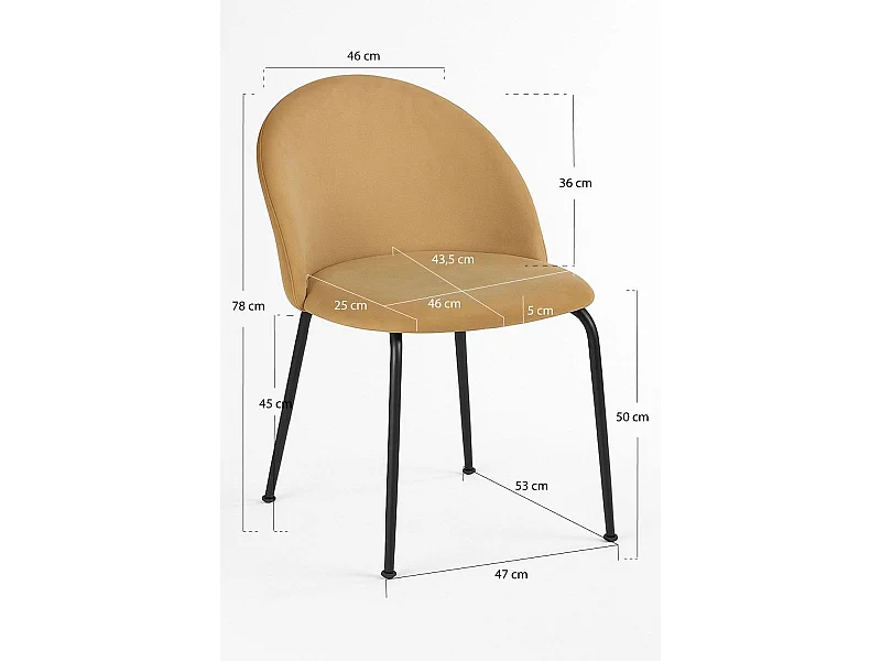 Packs Sillas Comedor - Pack 6 Sillas Black Dalnia Terciopelo - Marrón Claro