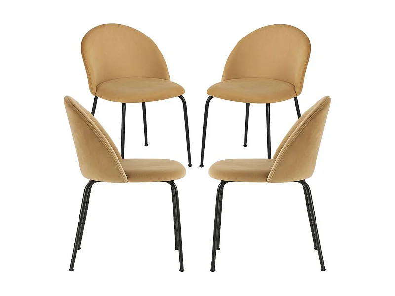 Packs Sillas Comedor - Pack 4 Sillas Black Dalnia Terciopelo - Marrón Claro