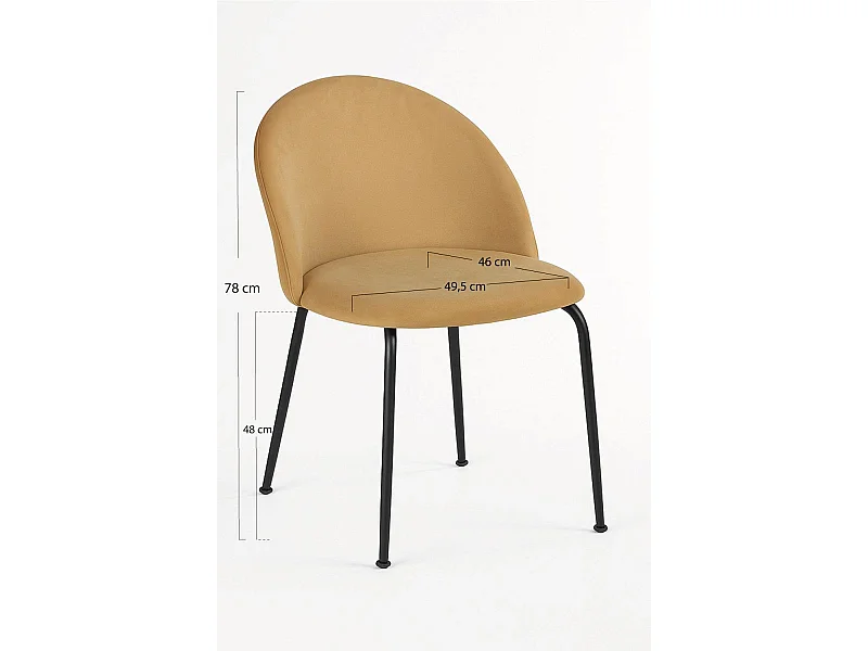 Packs Sillas Comedor - Pack 4 Sillas Black Dalnia Terciopelo - Marrón Claro