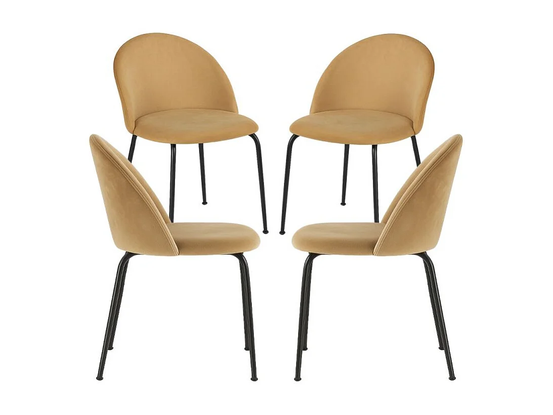 Packs Sillas Comedor - Pack 4 Sillas Black Dalnia Terciopelo - Marrón Claro