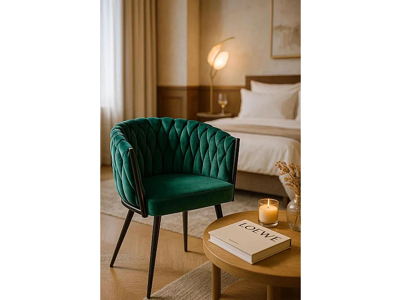 Sillas Comedor - Silla Widny Black Terciopelo - Verde