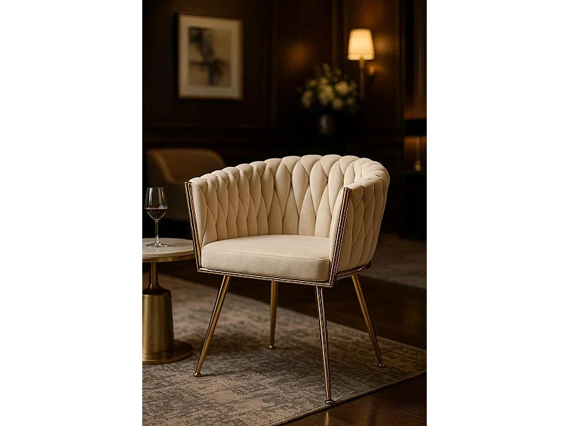 Sillas Comedor - Silla Widny Golden Terciopelo - Beige