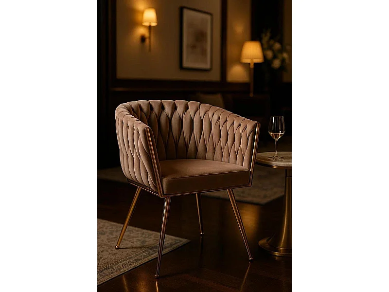 Sillas Comedor - Silla Widny Golden Terciopelo - Champán