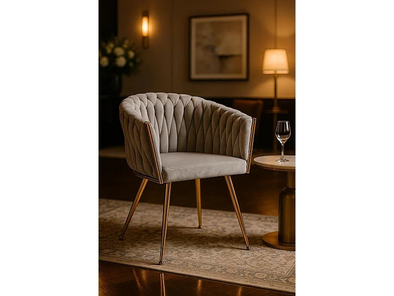 Sillas Comedor - Silla Widny Golden Terciopelo - Gris claro