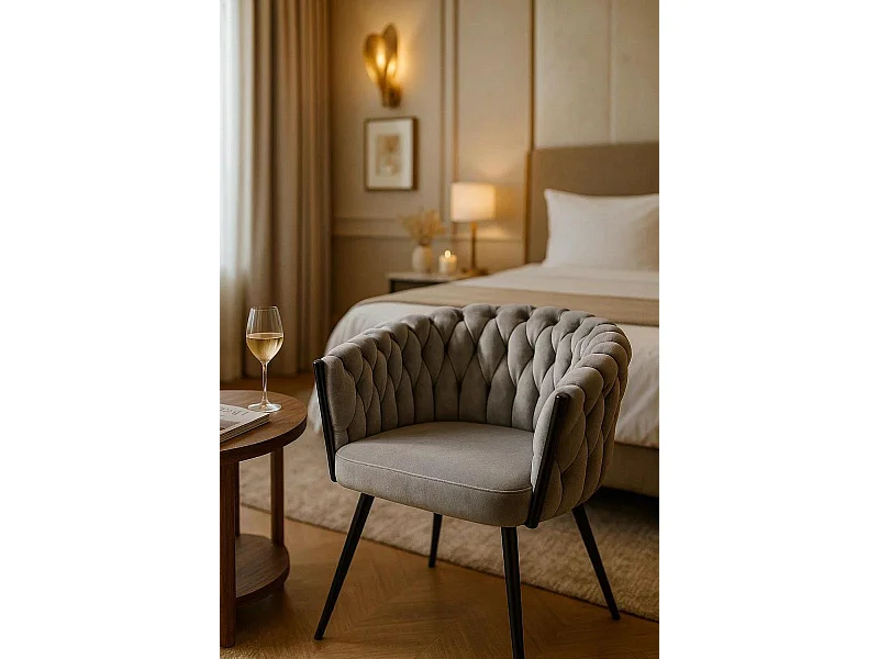 Sillas Comedor - Silla Widny Black Terciopelo - Gris claro