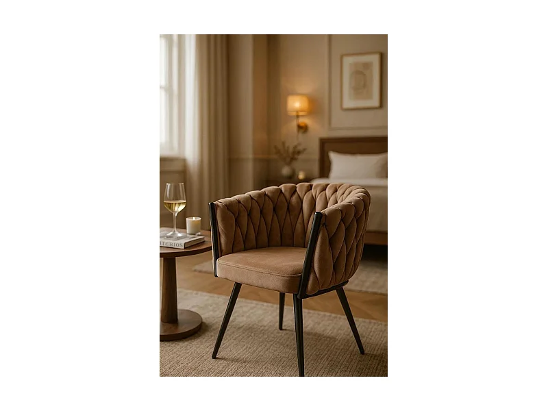 Sillas Comedor - Silla Widny Black Terciopelo - Champán