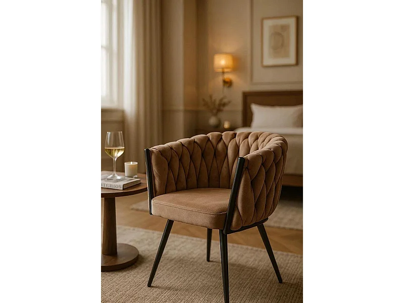 Sillas Comedor - Silla Widny Black Terciopelo - Champán