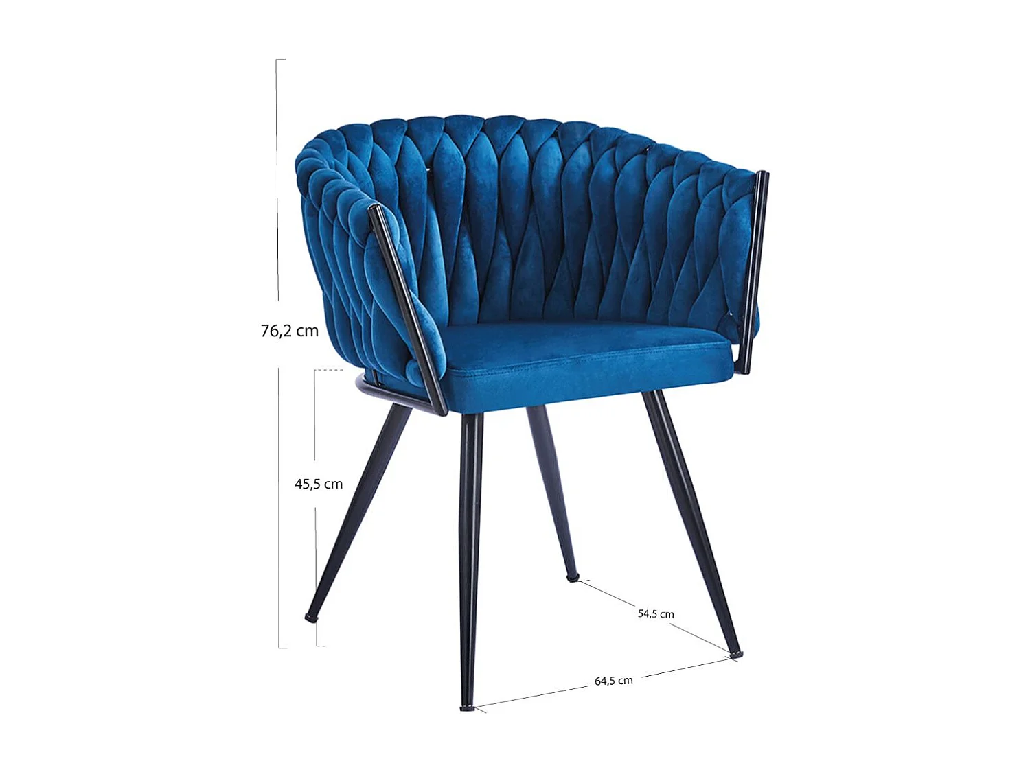 Sillas Comedor - Silla Widny Black Terciopelo - Azul
