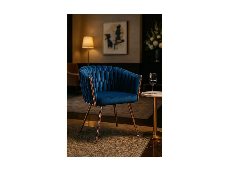 Sillas Comedor - Silla Widny Golden Terciopelo - Azul