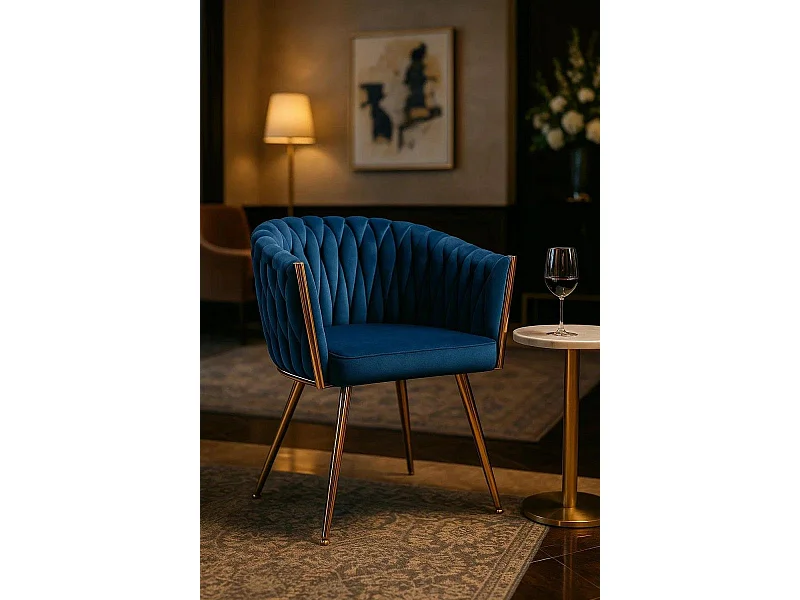 Sillas Comedor - Silla Widny Golden Terciopelo - Azul