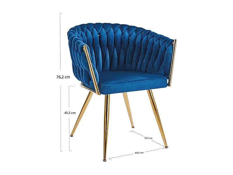 Sillas Comedor - Silla Widny Golden Terciopelo - Azul