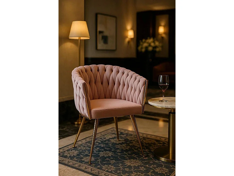 Sillas Comedor - Silla Widny Golden Terciopelo - Rosa