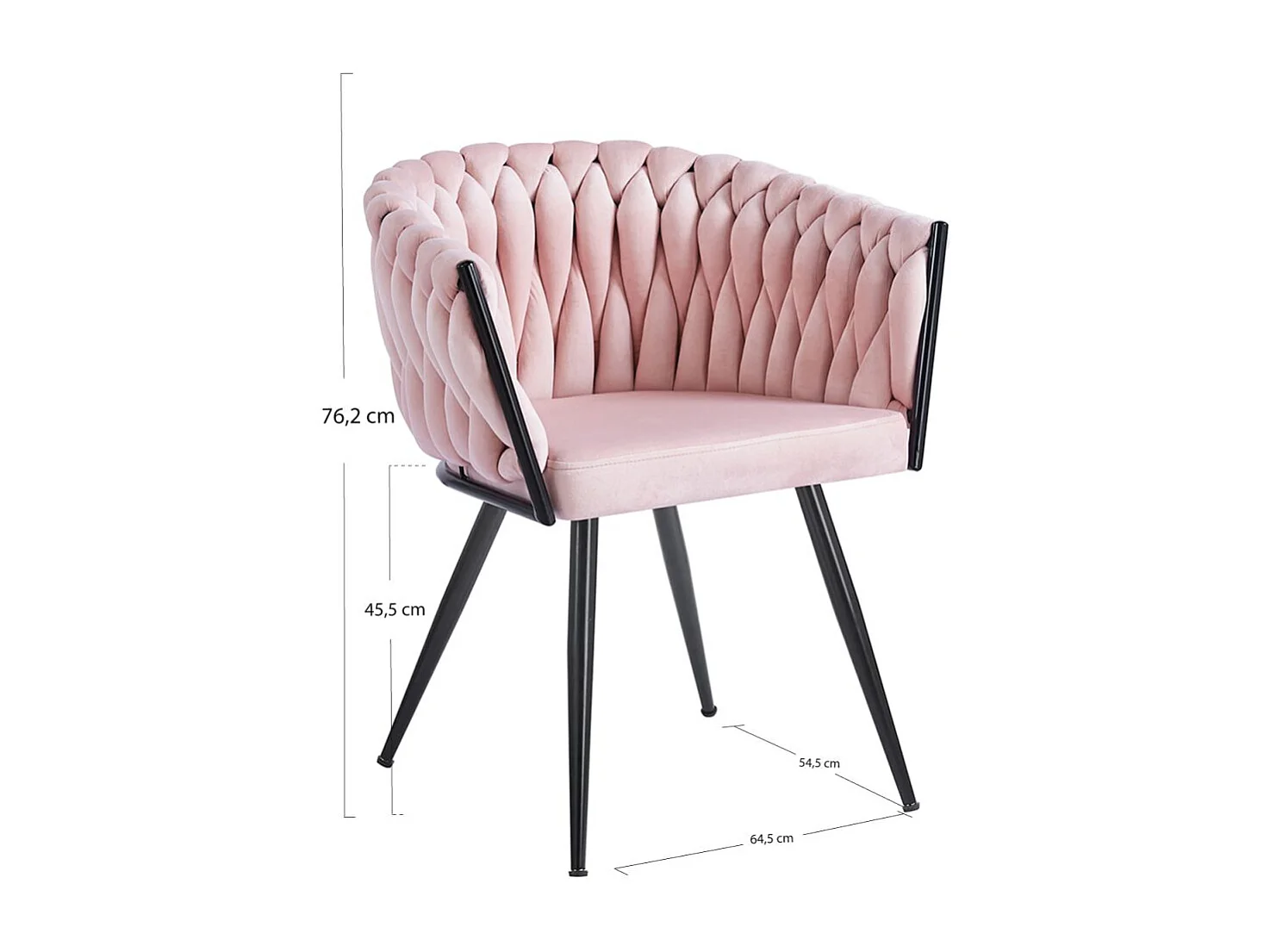 Sillas Comedor - Silla Widny Black Terciopelo - Rosa