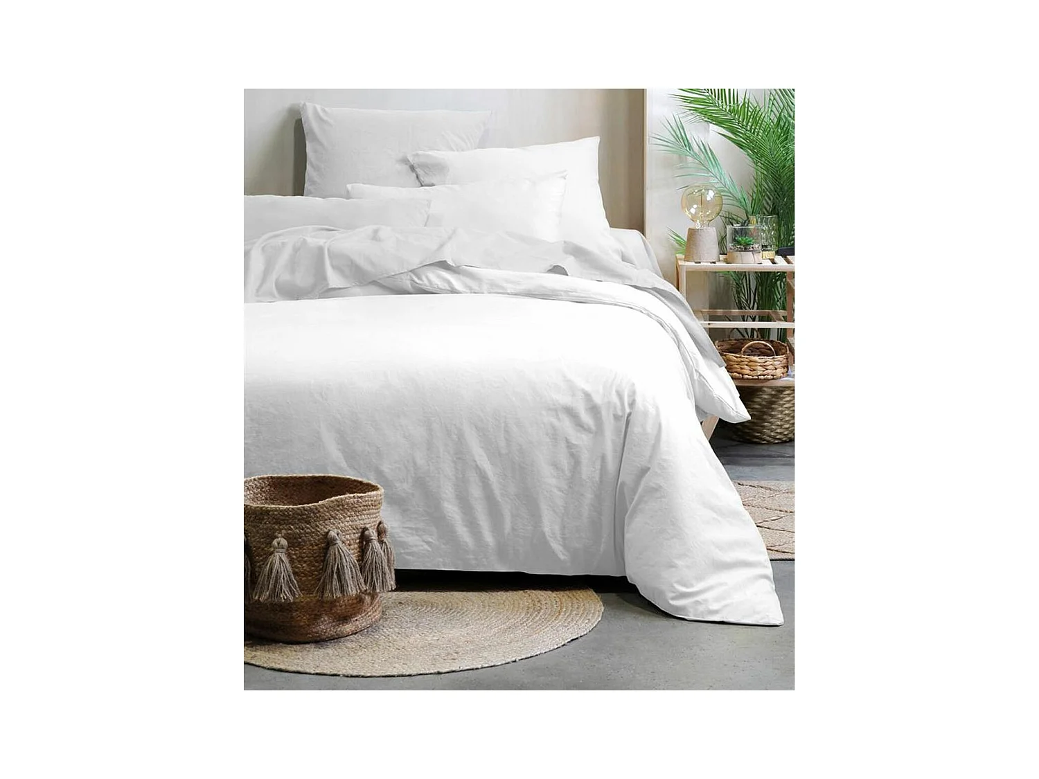 Une Taie d'oreiller Blanche en coton Bio