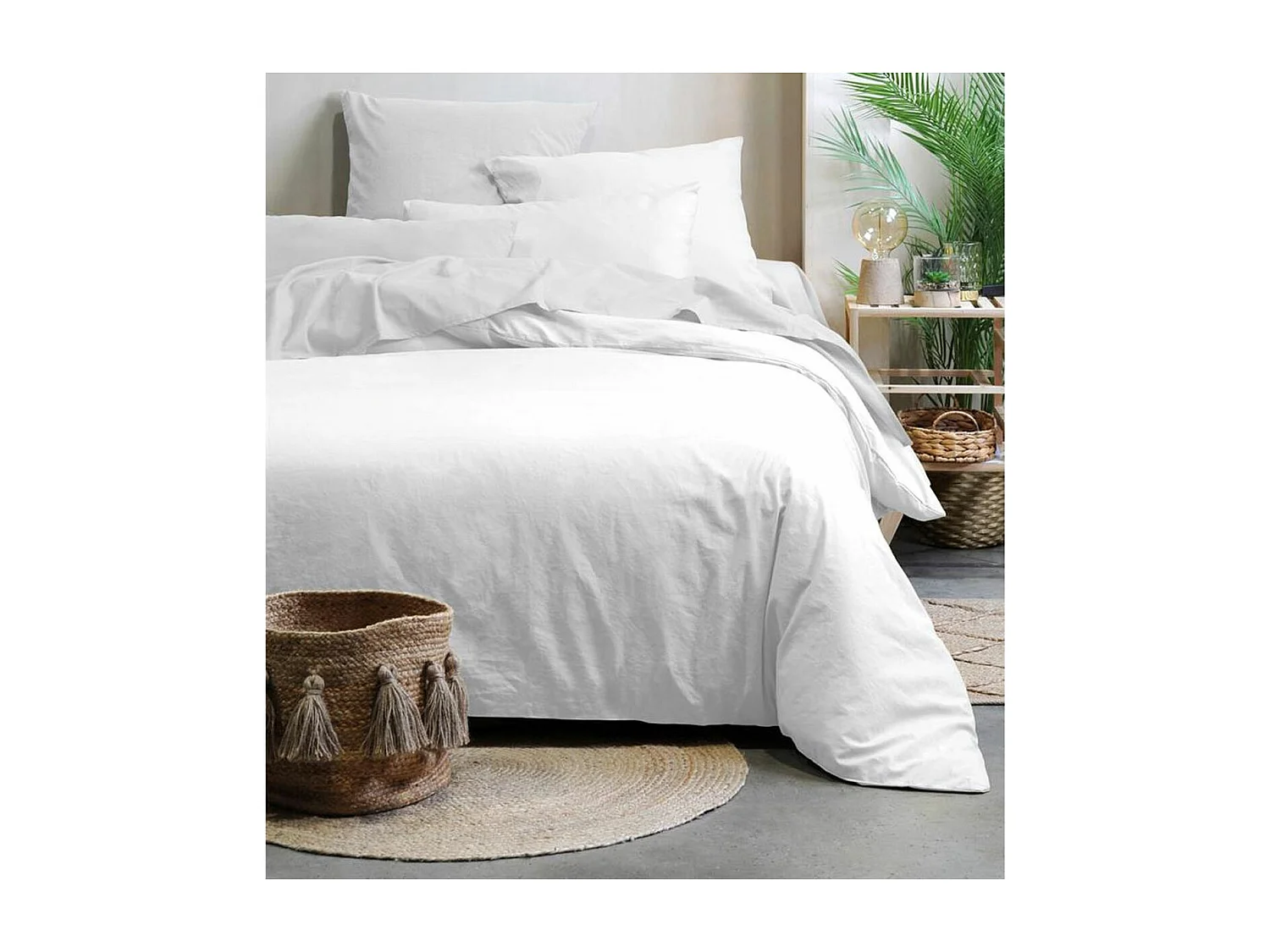 Einfarbiger Kissenbezug aus Bio-Baumwolle