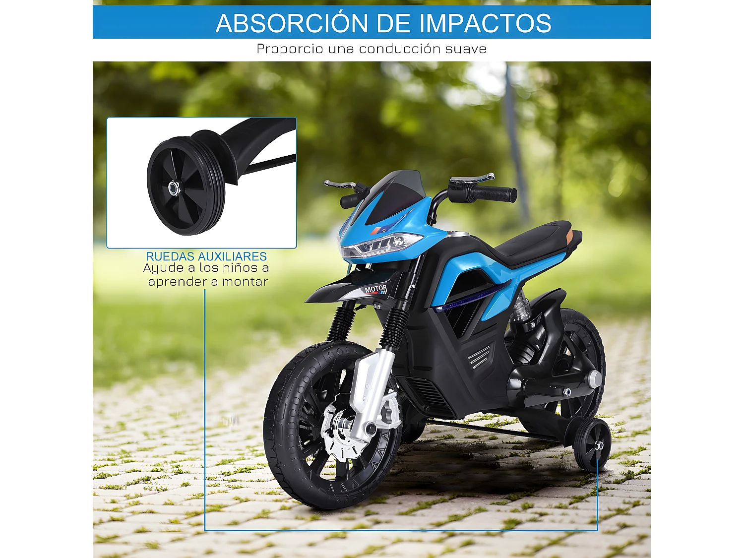 Moto eléctrica infantil azul 105x52,3x62,3cm HOMCOM
