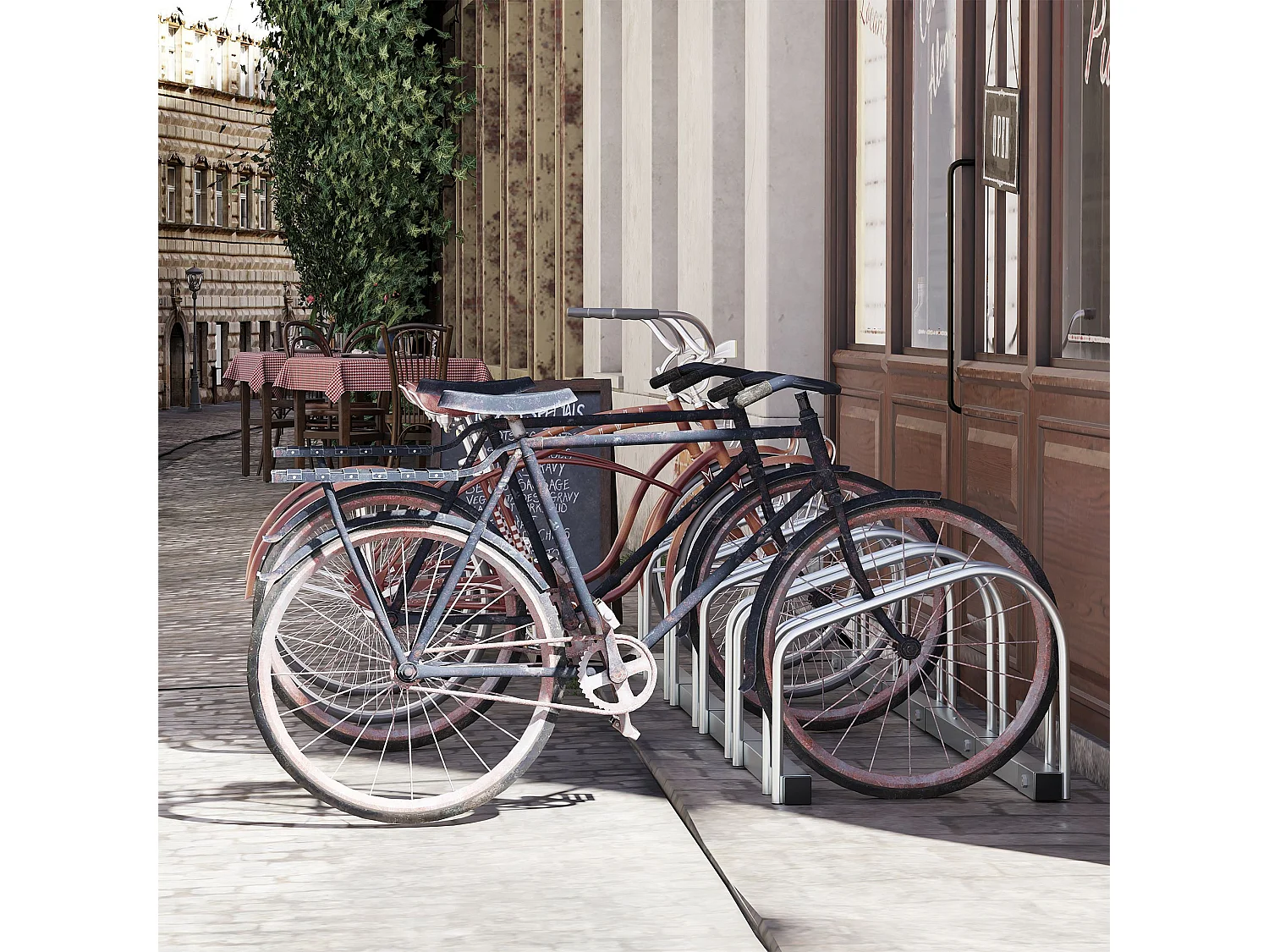 Aparcamiento para bicicletas plata 145x33x27 cm HOMCOM