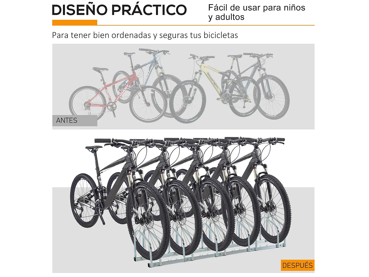 Aparcamiento para bicicletas plata 145x33x27 cm HOMCOM