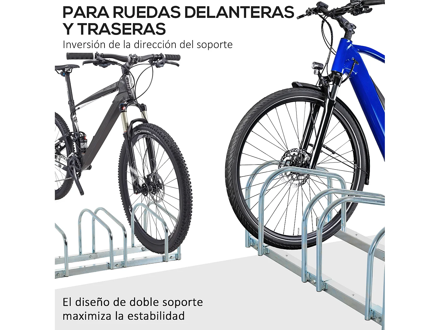 Aparcamiento para bicicletas plata 145x33x27 cm HOMCOM