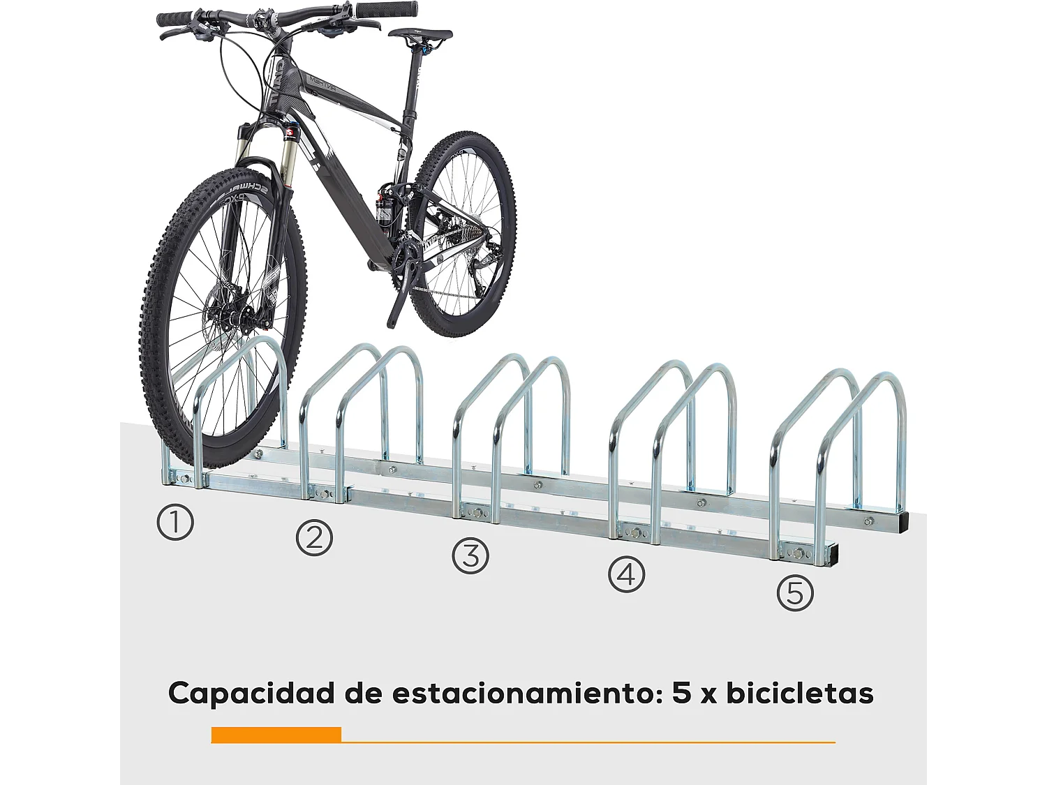 Aparcamiento para bicicletas plata 145x33x27 cm HOMCOM