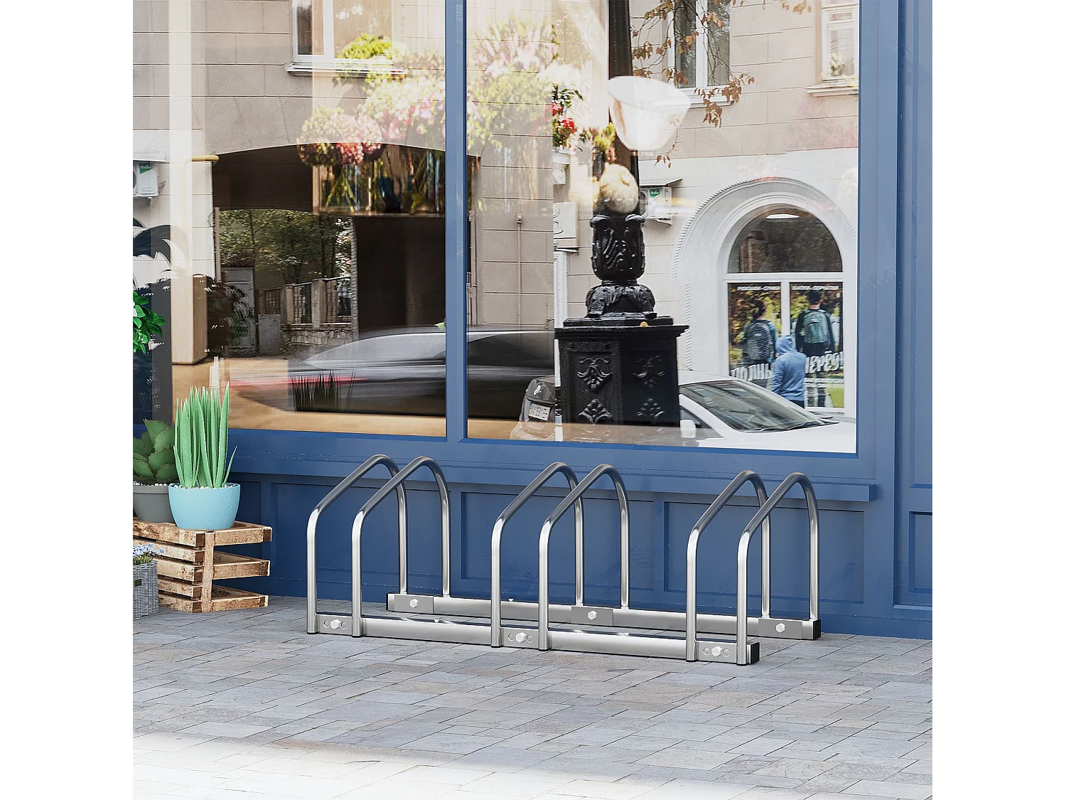 Aparcamiento para bicicletas plata 76x33x27 cm HOMCOM