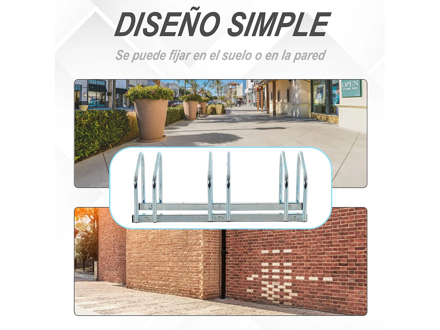 Aparcamiento para bicicletas plata 76x33x27 cm HOMCOM