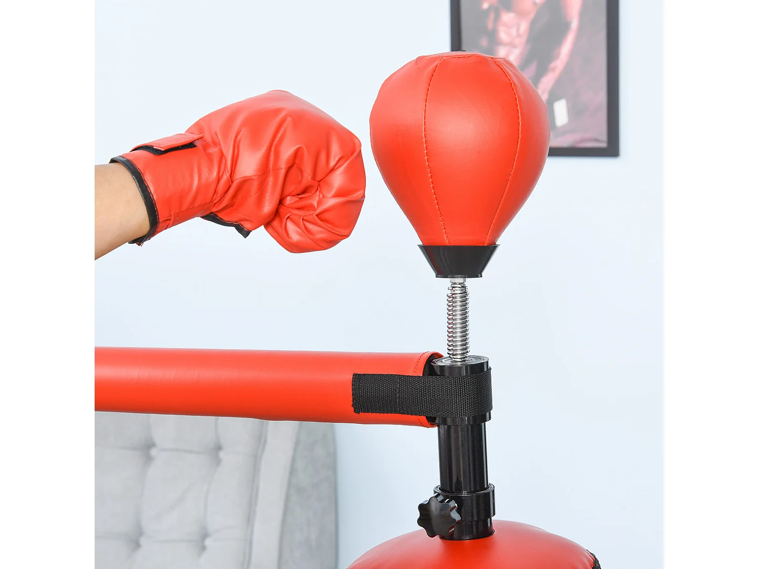 Saco de boxeo de pie negro y rojo 88x48x205 cm HOMCOM