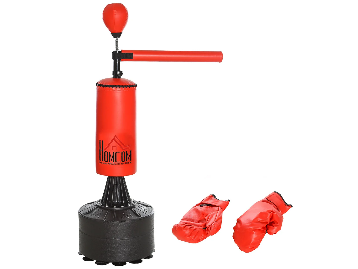 Saco de boxeo de pie negro y rojo 88x48x205 cm HOMCOM