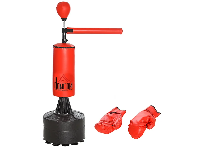 Saco de boxeo de pie negro y rojo 88x48x205 cm HOMCOM