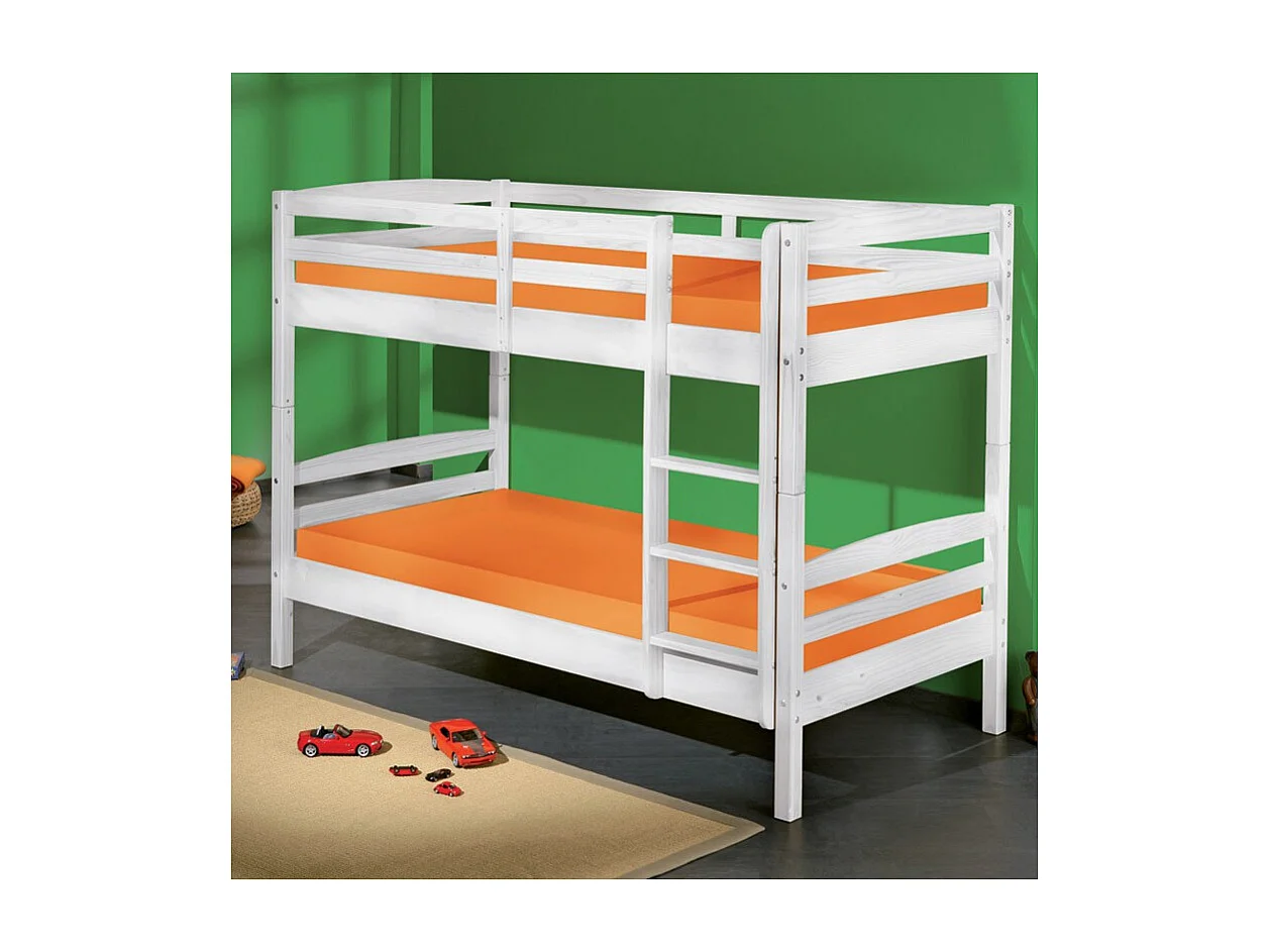 Lit Enfant Superposé en Bois "Joe" 90x190cm Blanc