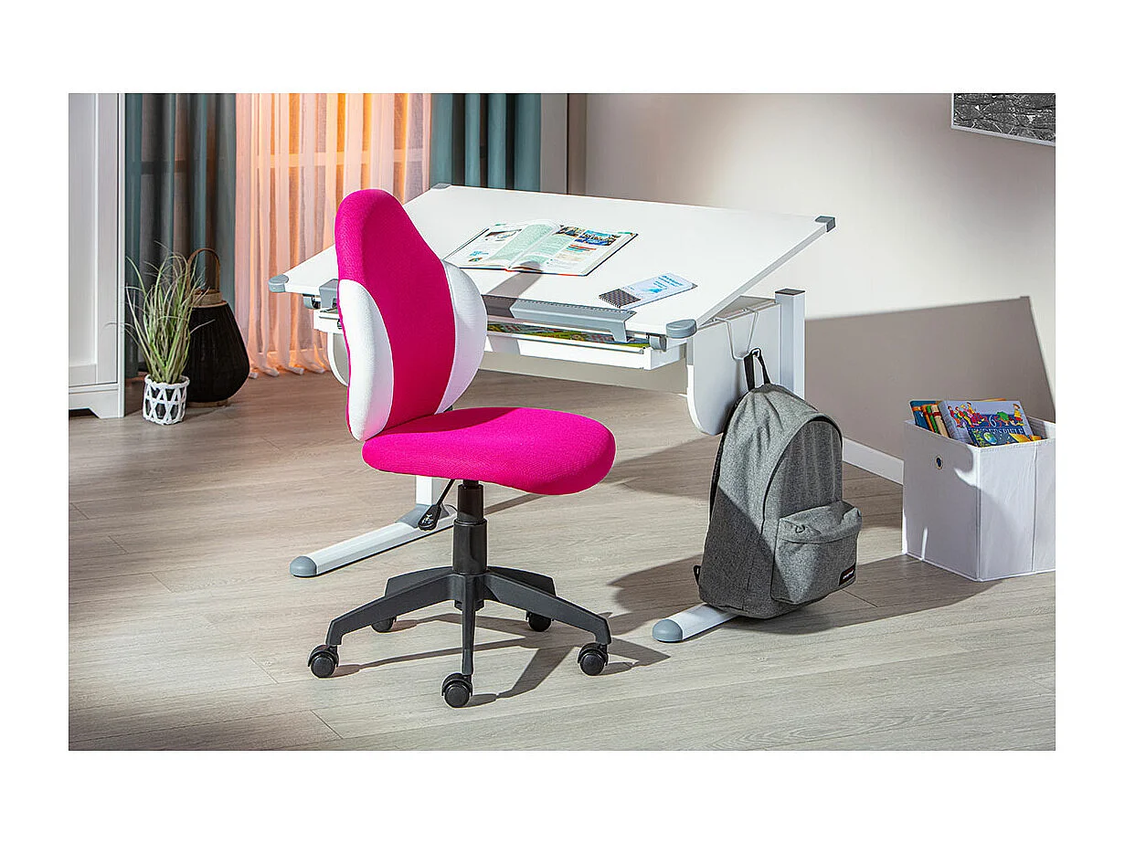 Chaise de Bureau "Jessi" 100cm Rose & Blanc
