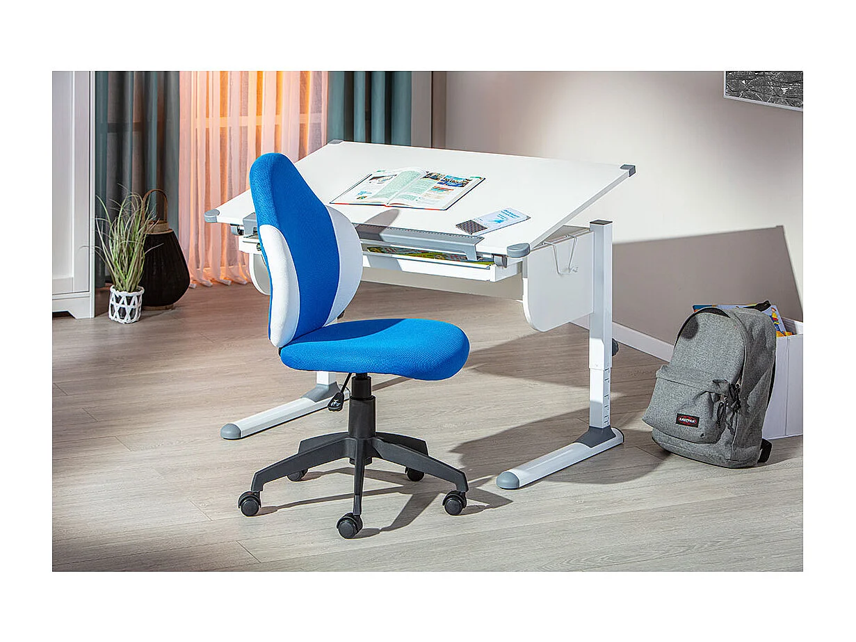 Jessi kantoorstoel blauw, wit.