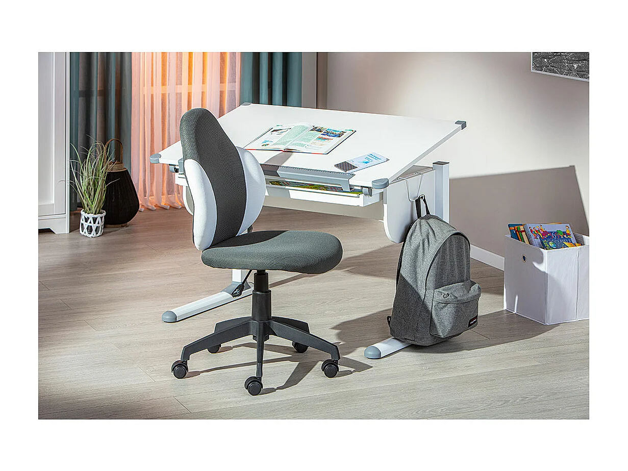 Chaise de Bureau "Jessi" 100cm Gris & Blanc