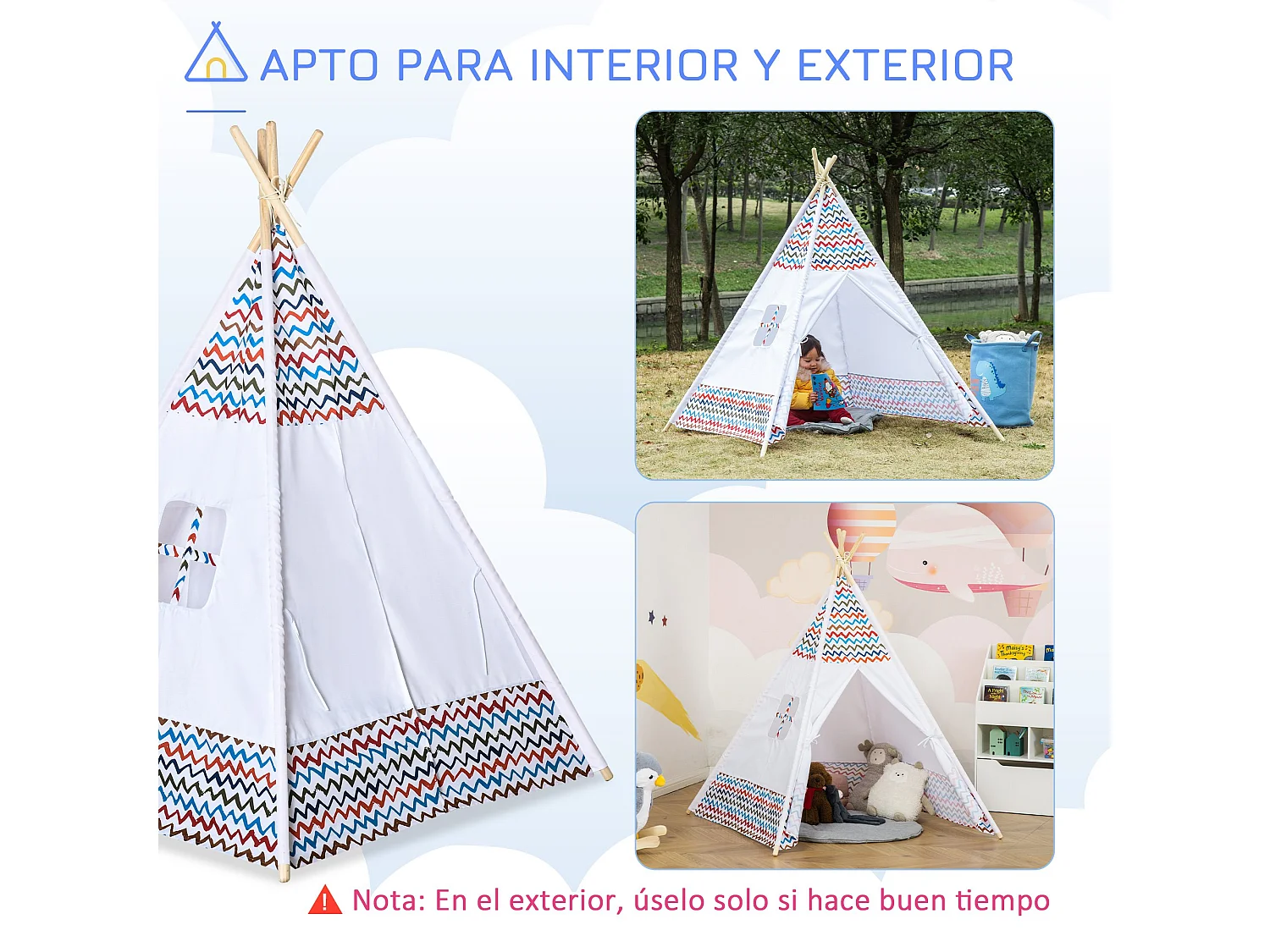 Tienda de campaña infantil blanco 120x120x155 cm HOMCOM