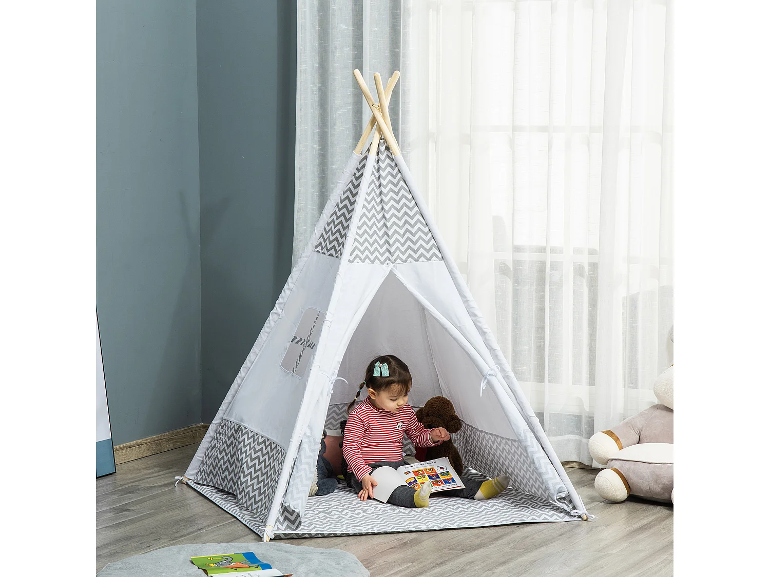 Tienda de campaña infantil gris 120x120x155 cm HOMCOM