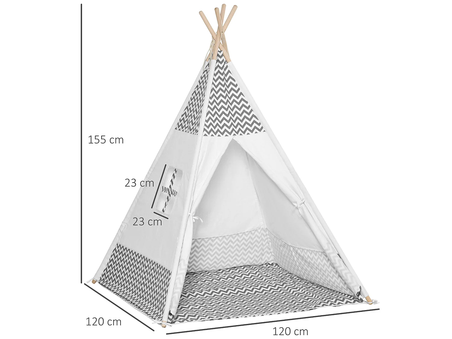Tienda de campaña infantil gris 120x120x155 cm HOMCOM