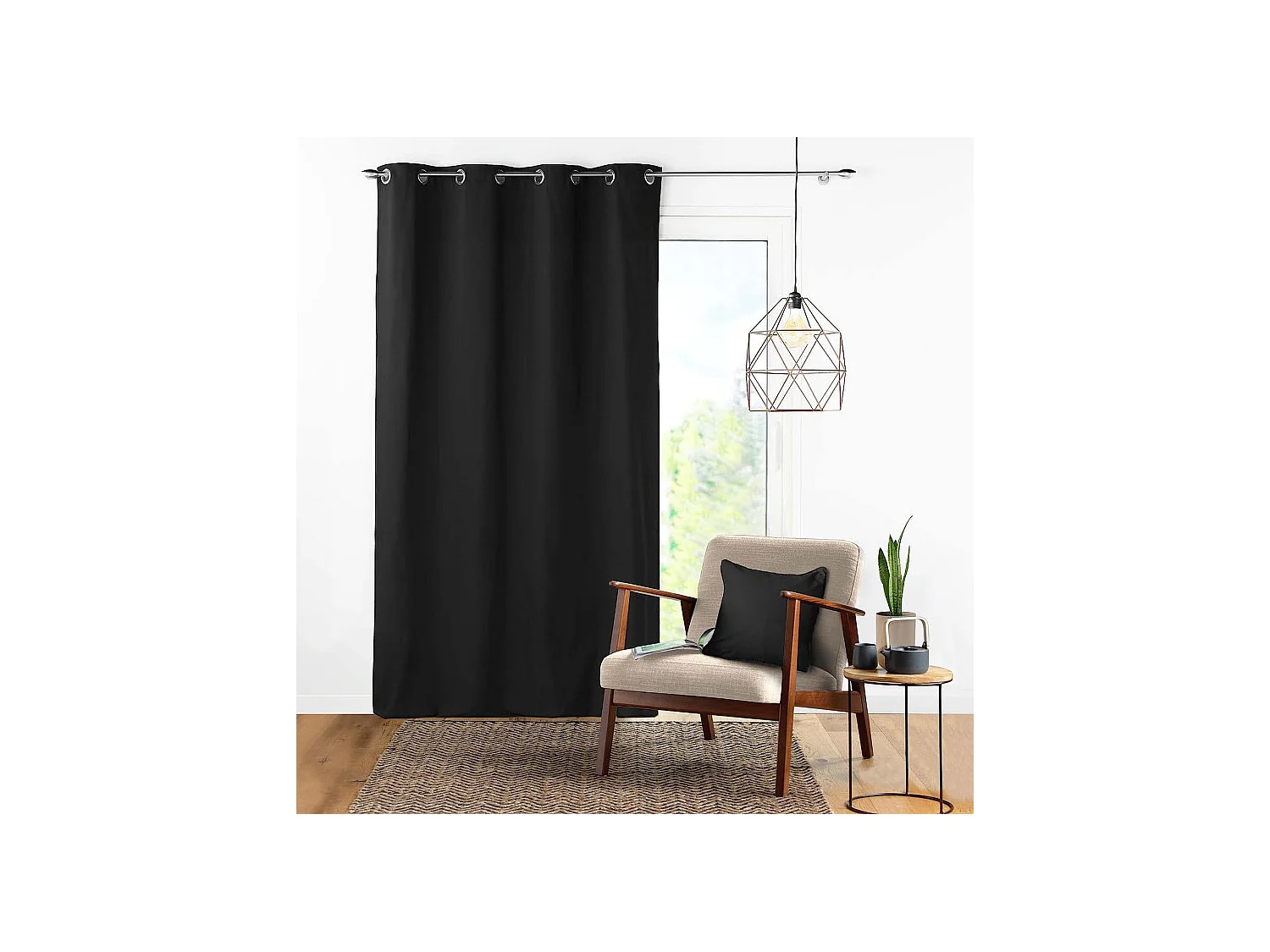 Rideau à Oeillets "Panama" 140x240cm Noir