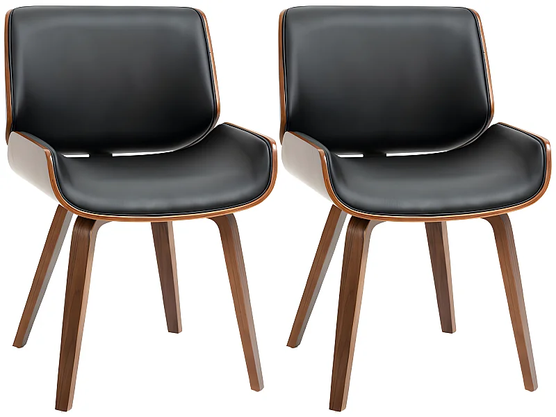 Lot de 2 chaises vintage TRALEE aspect bois de noyer