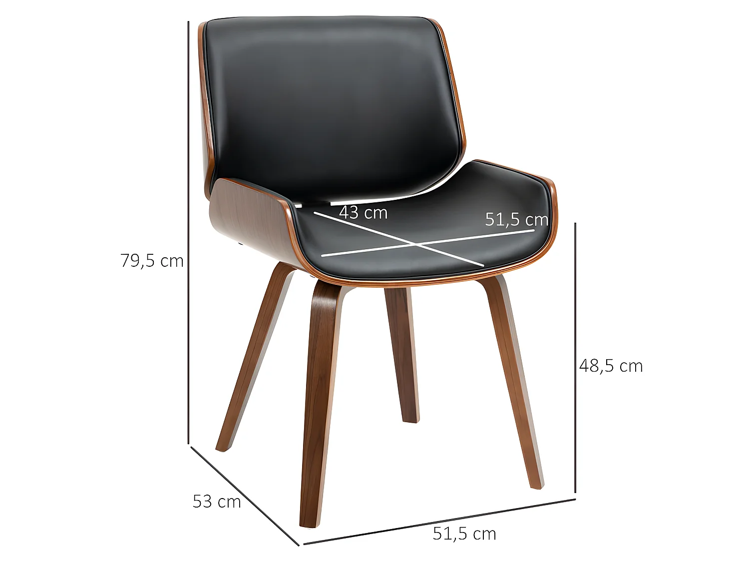 Lot de 2 chaises vintage TRALEE aspect bois de noyer