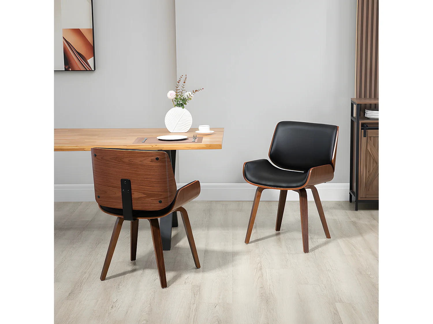 Lot de 2 chaises vintage TRALEE aspect bois de noyer