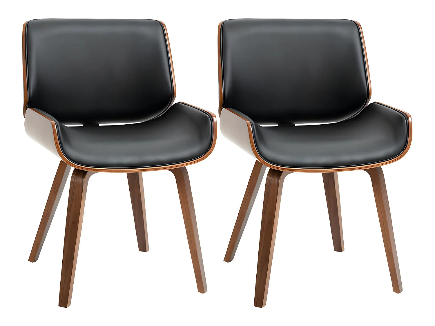 Lot de 2 chaises vintage TRALEE aspect bois de noyer