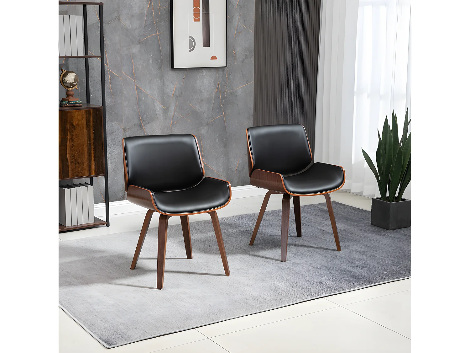 Lot de 2 chaises vintage TRALEE aspect bois de noyer