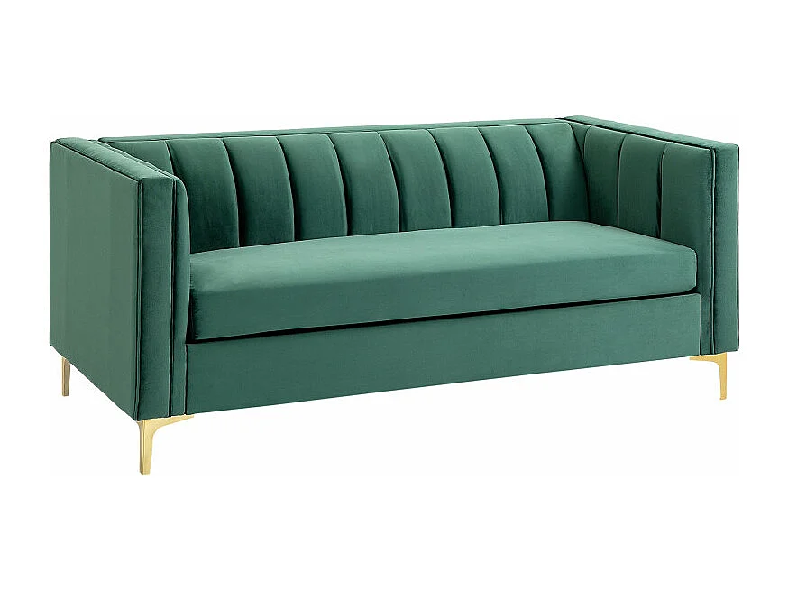 Canapé art déco BENIDORM vert sapin pieds dorés