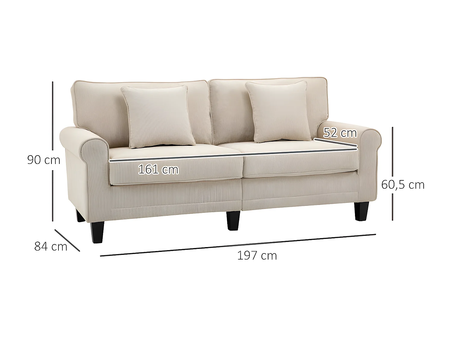 Canapé 3 places GETAFE beige