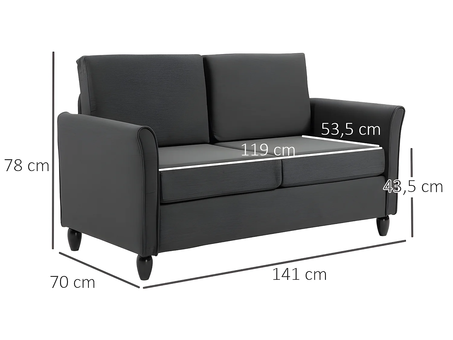 Canapé 2 places ZAMORA gris